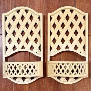 Pair VTG 1978 Burwood Wall Decor Pocket Candle Holder 2199 White‎ Resin Lattice